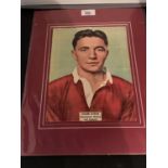 A SIGNED PICTURE OF ROGER BYRNE OF MANCHESTER UNITED AND ENGLAND IN A MOUNT COMPLETE WITH