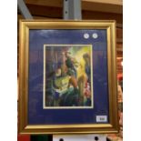 A FRAMED AND SIGNED WATER COLOUR OF MUSICIANS