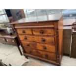 A VICTORIAN MAHOGANY CHEST WITH TWO SHORT, THREE LONG AND ONE SECRET DRAWER