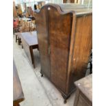 A LADIES WALNUT WARDROBE WITH TWO INNER FITTED DRAWERS