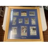 A GILT FRAMED COLECTION OF INDIAN CRICKETERS TO INCLUDE SIGNATURES OF RAVI SHASTRI, DILIP VENGSARKAR