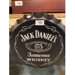 A 'JACK DANIELS' BEER BOTTLE TOP MAN CAVE SIGN