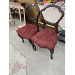 A PAIR OF VICTORIAN WALNUT PARLOUR CHAIRS