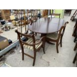 A REGENCY STYLE TABLE AND FOUR CHAIRS