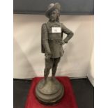 A SPELTER FIGURE OF A CAVALIER (A/F)