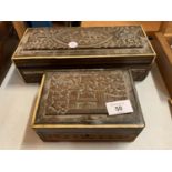 TWO DECORATIVE WOODEN BOXES