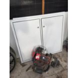 A KROMS SCHRODER PUMP AND A PAIR OF WHITE METAL DOUBLE DOORS