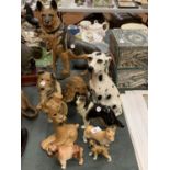 AN ASSORTMENT OF EIGHT CERAMIC DOG FIGURES