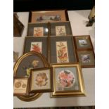 A SELECTION OF FRAMED PICTURES TO INCLUDE SILK EMBROIDERIES