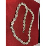 A BOXED THICK SILVER ROPE CHAIN MARKED 925 LENGTH APPROXIMATELY 56CM