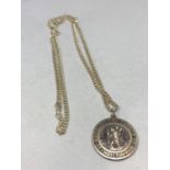 A SILVER ST CHRISTPHER PENDANT HALLMARKED LONDON WITH A CHAIN MARKED 925