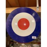 A METAL TARGET/BULLSEYE MAN CAVE SIGN