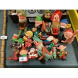 AN ASSORTMENT OF VINTAGE FIIGURES TO INCLUDE CHRISTMAS DECORATIONS ETC