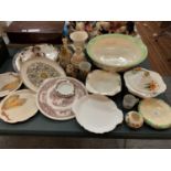 A LARGE QUANTITY OF COLLECTABLE CHINA TO INCLUDE CLARICE CLIFF, CROWN DUCAL, MYOTT ETC