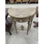 A REPRODUCTION EMPIRE STYLE HALF MOON HALL TABLE, 24" WIDE