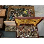 A LARGE ASSORTMENT OF COSTUME JEWELLERY TO INCLUDE TO CASES