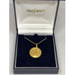 A 9 CARAT GOLD PENDANT OF THE CHRISTO REDEMPTION RIO WITH CHAIN AND PRESENTATION BOX