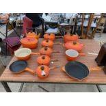 TWELVE LE CREUSET PANS AND A KETTLE