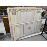 A PAINTED KING SIZE BED IN AN ART DECO STYLE