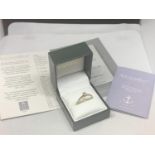 A PLATINUM EMERALD CUT DIAMOND SOLITAIRE RING 0.43 CARAT CLARITY: VS1 COLOUR: K SIZE: O