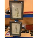 A PAIR OF VINTAGE FRAMED PRINTS OF A HISTORICAL FEMALE FIGURE