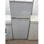 A HOTPOINT FIRST EDITION FRIDGE FREEZER, INNER COMPARTMENTS MISSING IN FRIDGE.BELIEVED IN WORKING