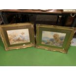 A PAIR OF ANDREA VASARI WATERCOLOUR PRINTS 'CASTELL-A-MARE' AND 'GENSANO'