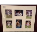 SIX PICTURES OF CRISTIANO RONALDO ONE WITH HIS SIGNATURE IN A MOUNT COMPLETE WITH CERTIFICATE OF