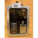 A 5CL BOTTLE OF JACK DANIELS TENNESSEE WHISKEY IN A PRESENTATION TIN TO INCLUDE A FUNNEL AND SMALL