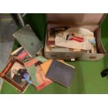 A VINTAGE SUITCASE AND THE CONTENTS TO INCLUDE MAGAZINES, PHOTOGRAPHS ETC