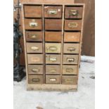 A VINTAGE TWENTY ONE DRAWER HABERDASHERY CHEST