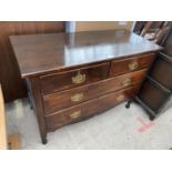 A VICTORIAN STAINED PINE CHEST OF TWO SHORT AND TWO LONG DRAWERS