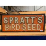 A 'SPRATTS BIRD SEED' ADVERTISING LIGHT BOX SIGN