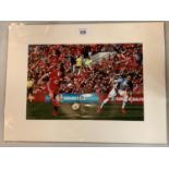 A SIGNED PICTURE IN A MOUNT OF WALES INTERNATIONAL DANIEL JONES COMPLETE WITH CERTIFICATE OF