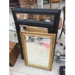 THREE LARGE FRAMED WALLMIRRORS