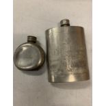 TWO VINTAGE PEWTER HIP FLASKS