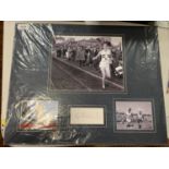 THREE MOUNTED PHOTOGRAPHS OF ROGER BANNISTER THROUGH THE AGES TO INCLUDE HIS AUTOGRAPH COMPLETE WITH