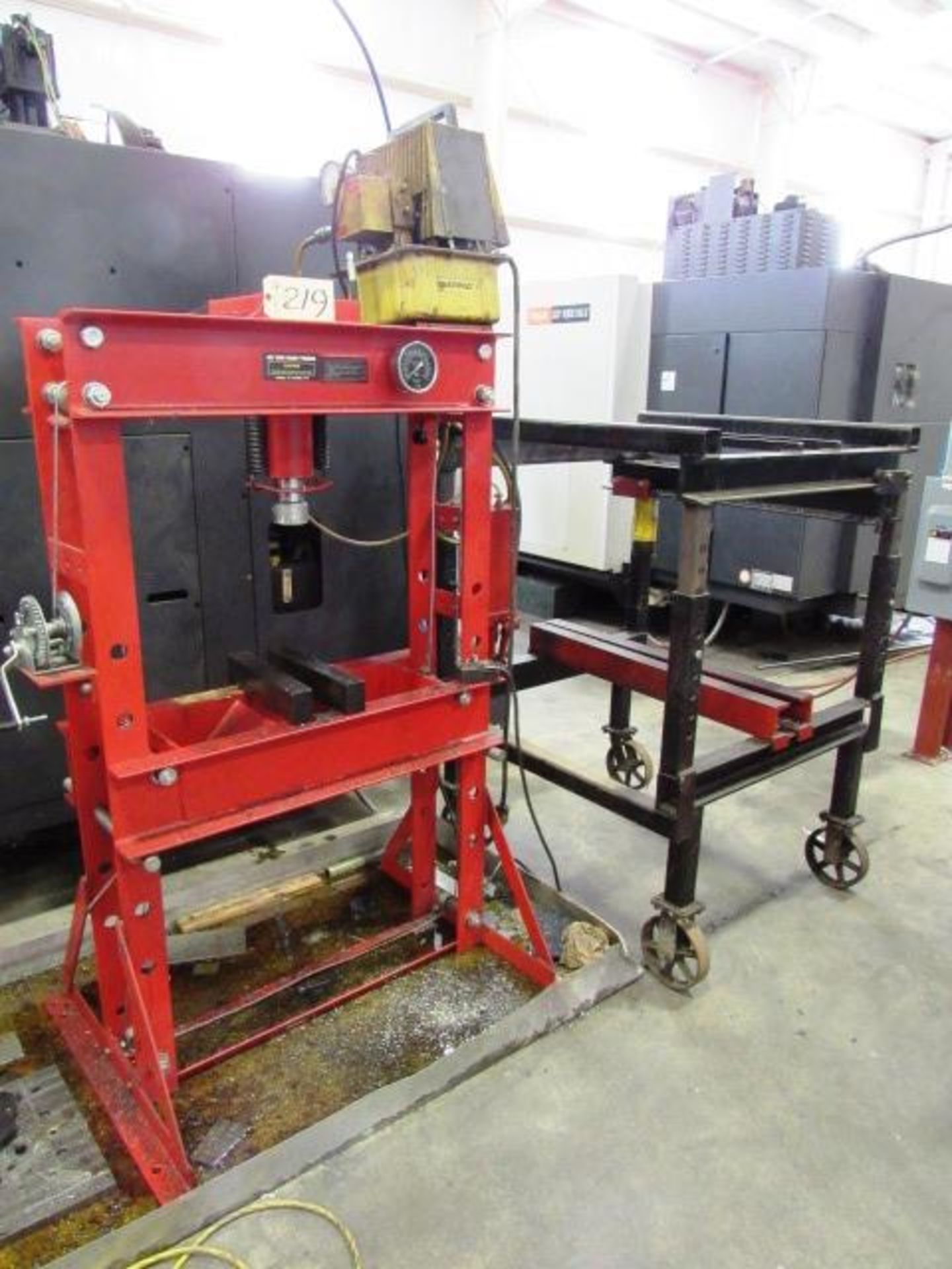 45 Ton Shop Press with Enerpac Hydraulic Pump, Adjustable Rails, 32'' Between Uprights, Pendant