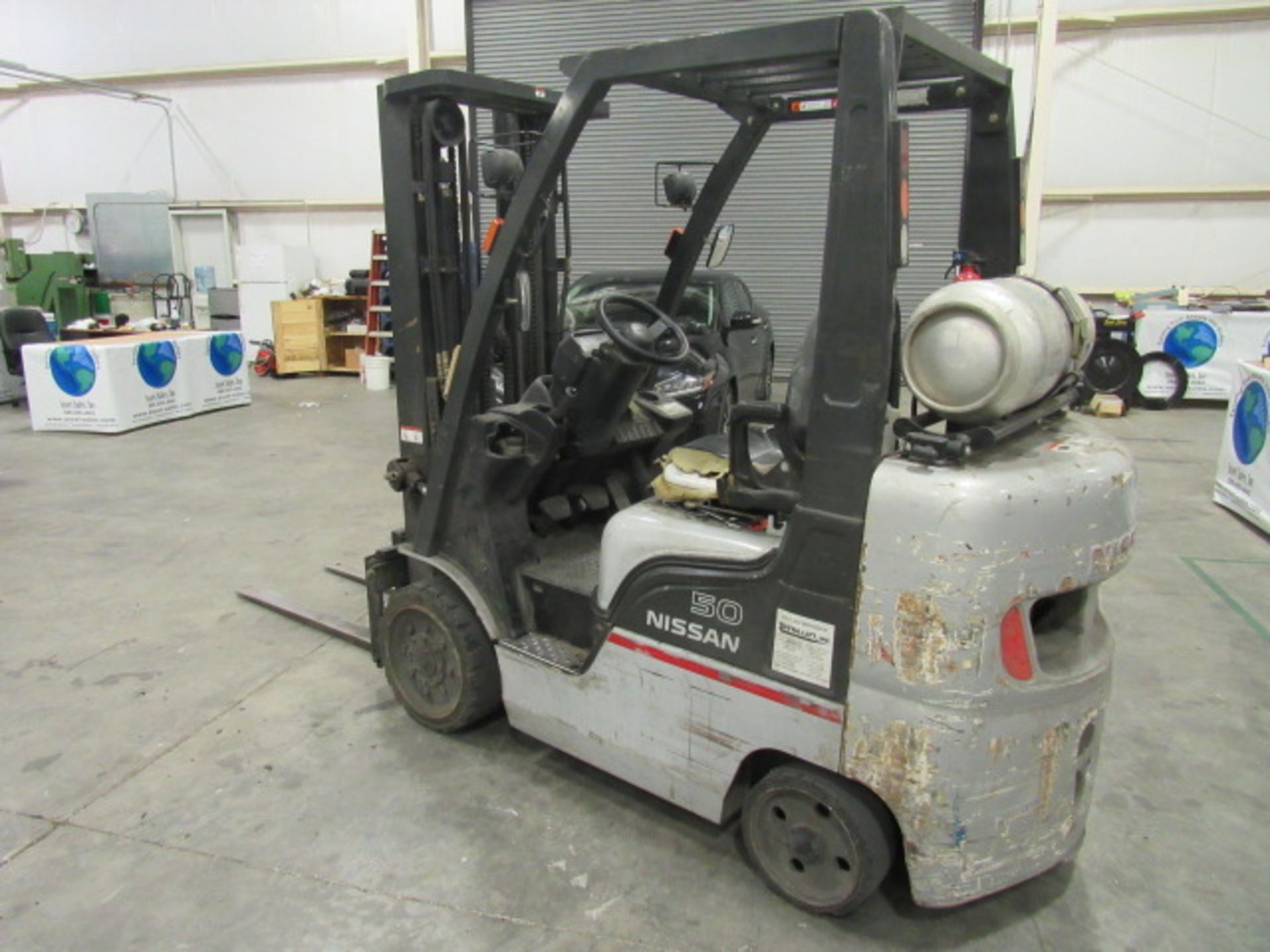 Nissan 50 4,400lb Capacity Propane Forklift with (4) Hard Tires, 3-Stage Mast with Side Shift, - Image 6 of 7