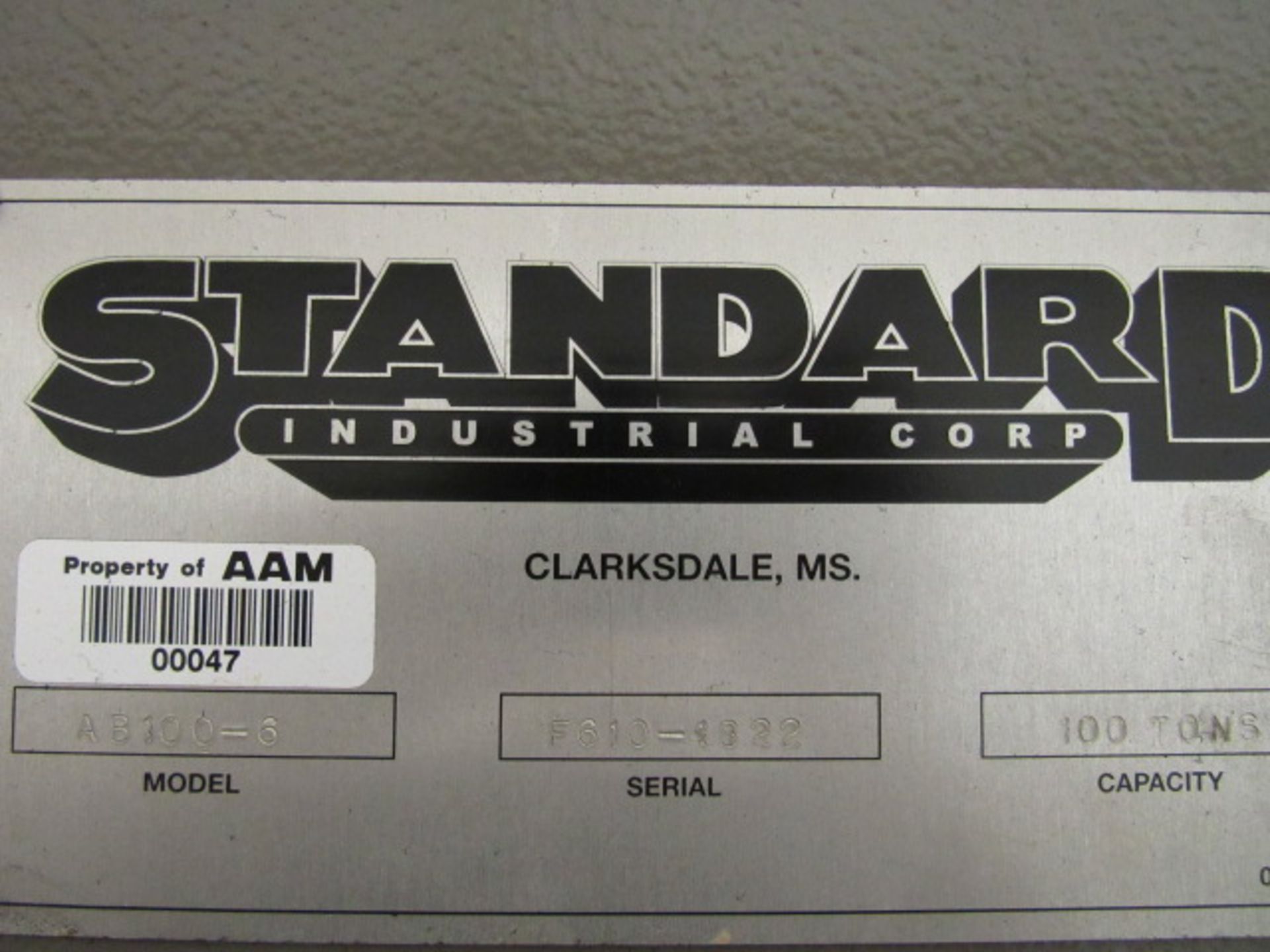 Standard Model AB100-6 100 Ton x 6' Hydraulic Press Brake with Automec CNC 300 Autogauge CNC - Image 7 of 7