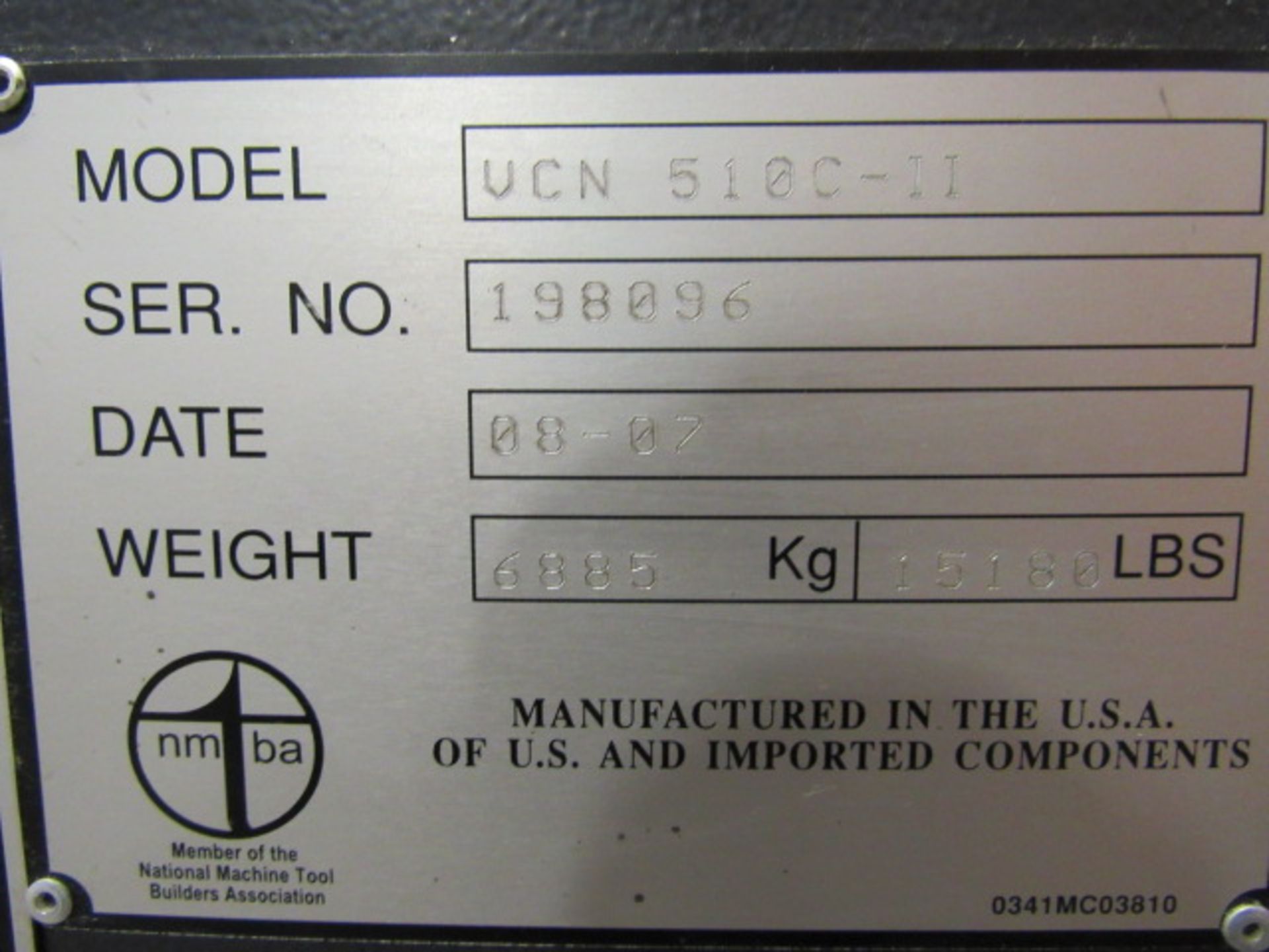 Mazak Nexus 510C-II CNC Vertical Machining Center with #40 Taper Spindle Speeds to 10,000 RPM, - Image 5 of 5