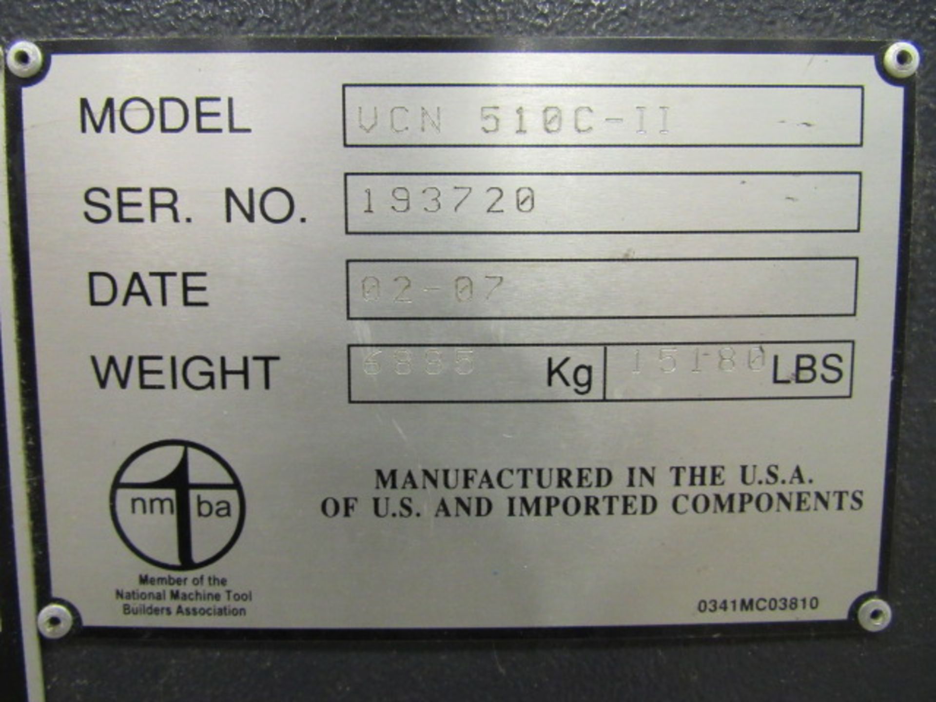 Mazak Nexus 510C-II CNC Vertical Machining Center, wired for 4th Axis, with #40 Taper Spindle Speeds - Image 7 of 7