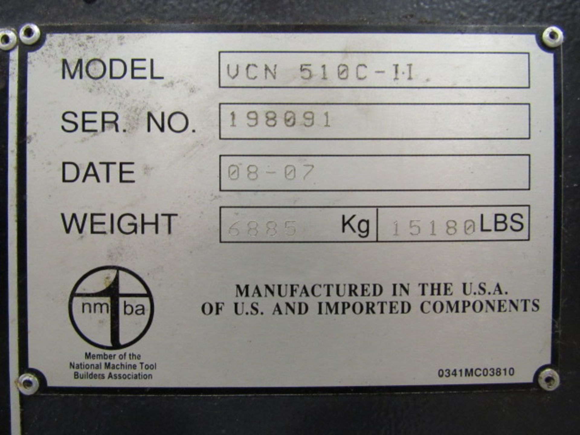 Mazak Nexus 510C-II CNC Vertical Machining Center with #40 Taper Spindle Speeds to 10,000 RPM, - Image 6 of 6