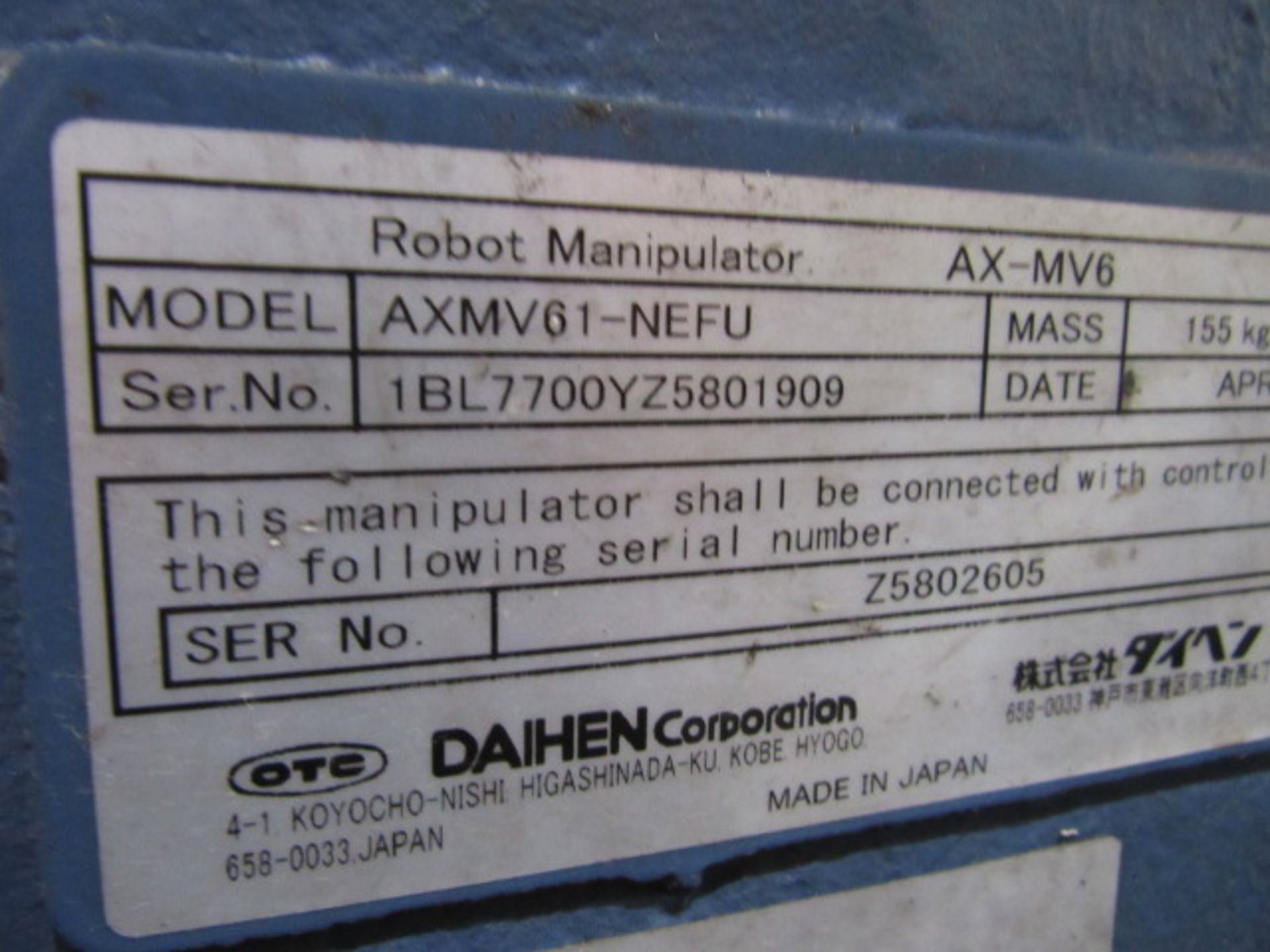 Fushion Arc OTC Almega AX-MV6 CNC Welding Robot Cell, sn:1BL7700YZ5801909 - Image 7 of 7
