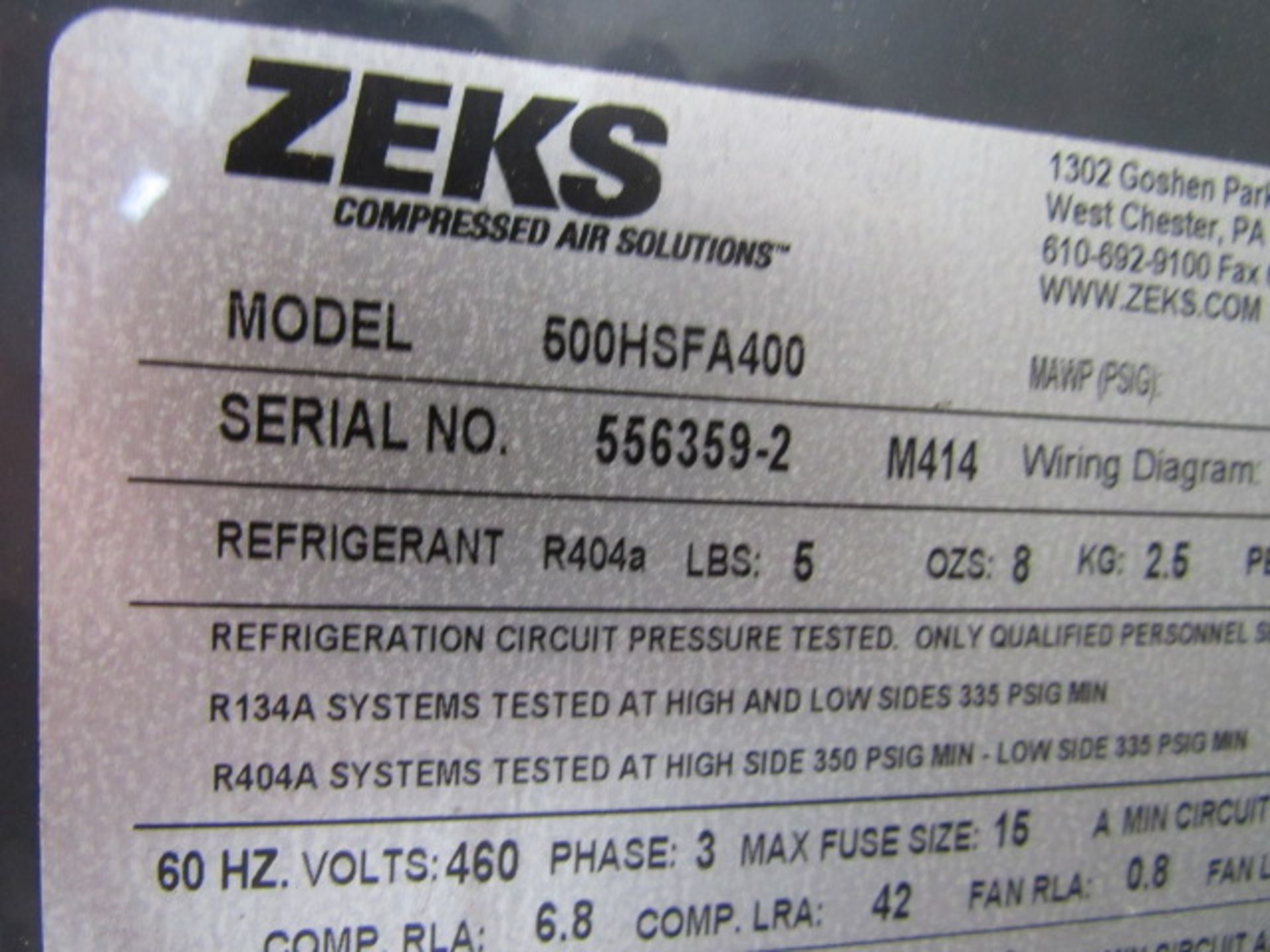 Zeks Model 500HSFA400 Heat Sink True Cycling Air Dryer - Image 3 of 3