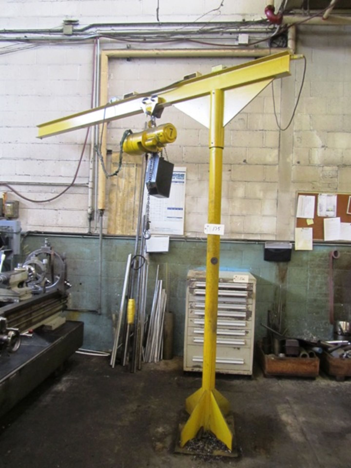 1/4 Ton Floor Mounted Jib Crane with Budgit Electric Hoist with Pendant Control