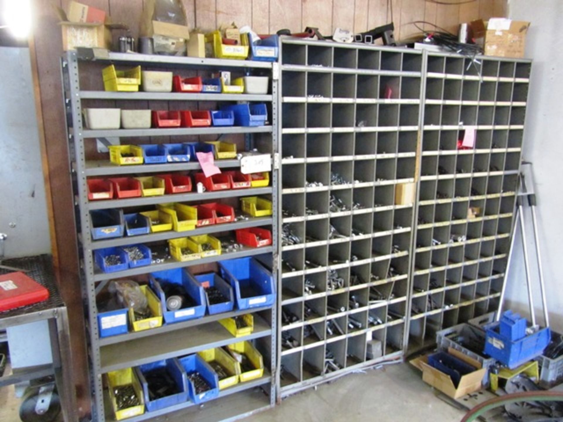 2 Sections of Nut & Bolts Shelves & Shelf with Contents