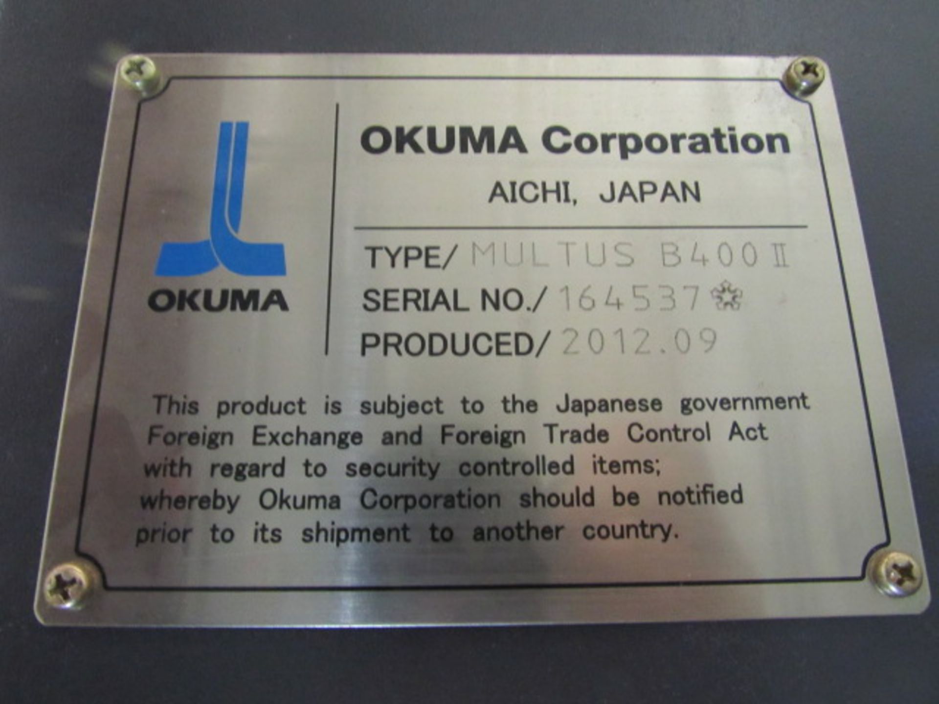 Okuma Multus B400W X 2000 II Big Bore CNC Multi-Tasking Center - Image 8 of 8
