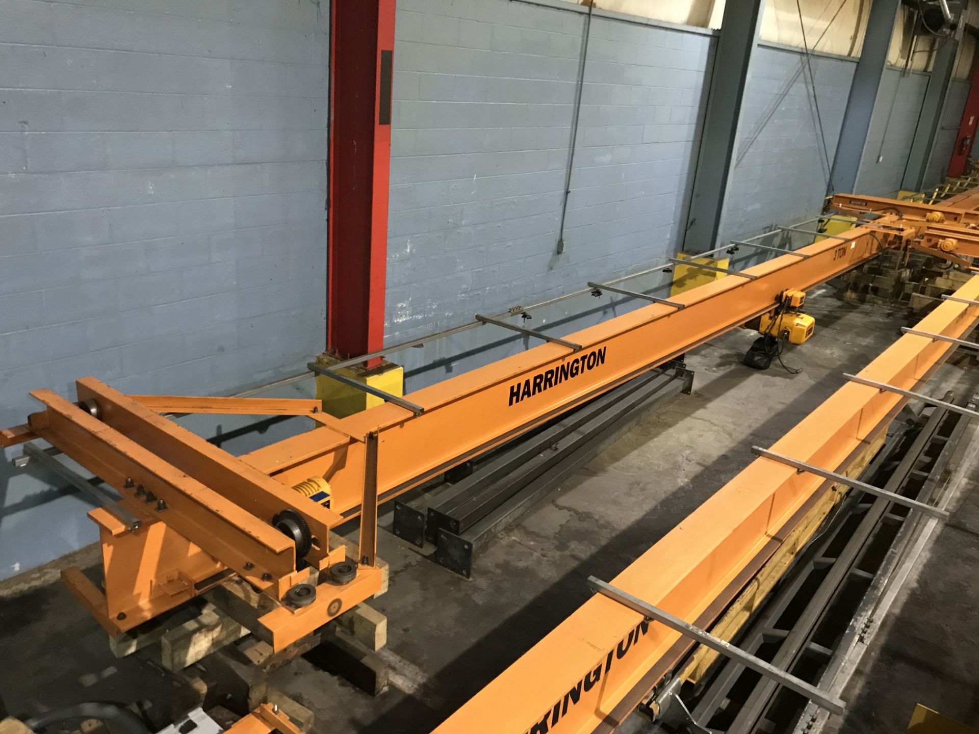 Harrington 42' Span 3 Ton Single Girder Underslung Overhead Bridge Crane with Harrington Hoist