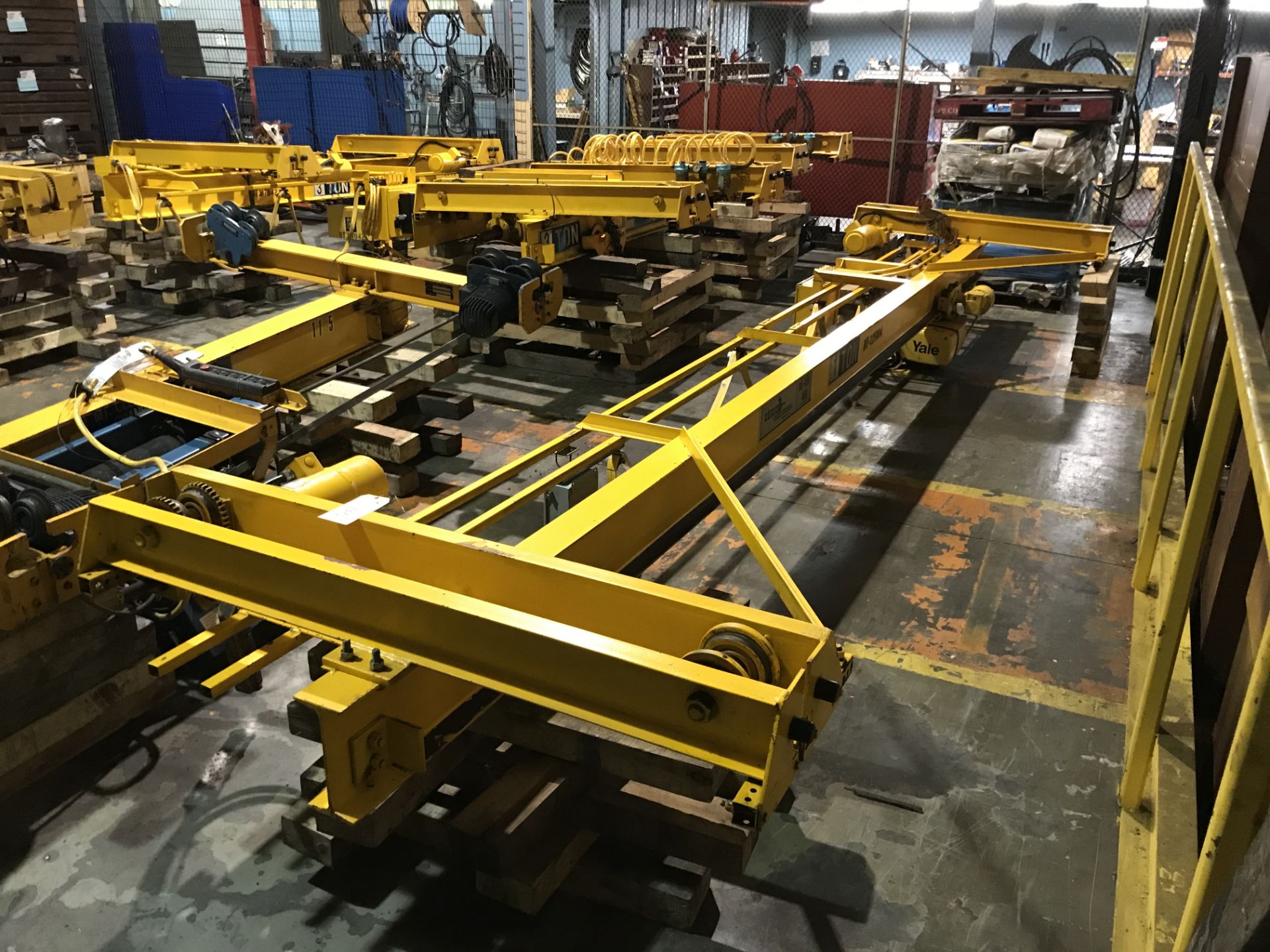 Useco 22' Span 1 Ton Single Girder Underslung Overhead Bridge Crane with Yale 1 Ton Electric Hoist